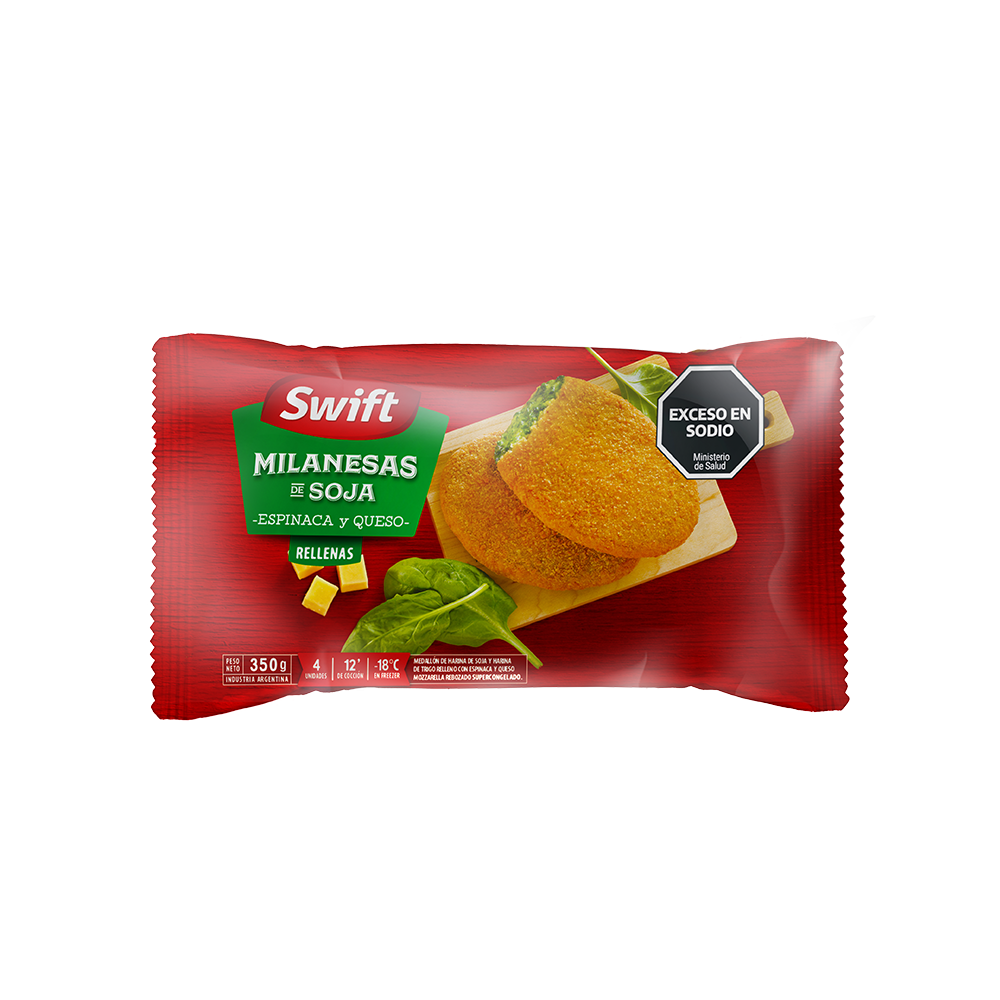 milanesas de soja rellenas con espinaca y queso